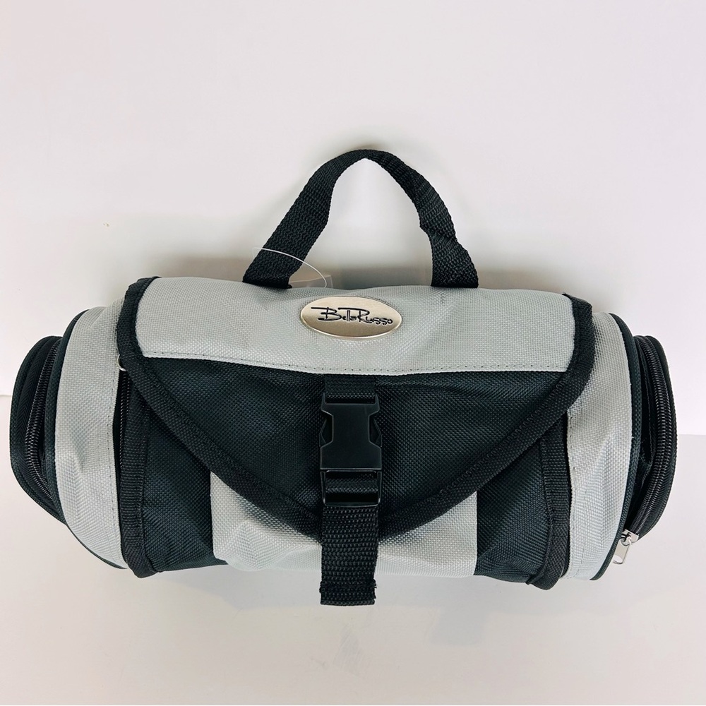 Bella Russo Toiletry Bag Black Gray Shaving  Travel Bag 6 Pockets W/Hook NWT